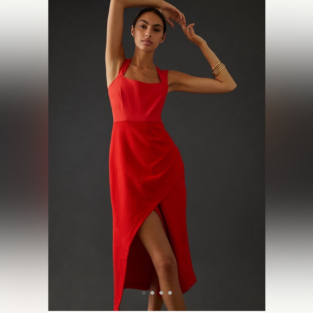 Anthropologie Maeve square neck maxi dress, red, 2P.